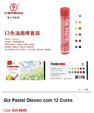 Giz Pastel Oleoso com 12 Cores R$ 11,7 PCS/CX: 144