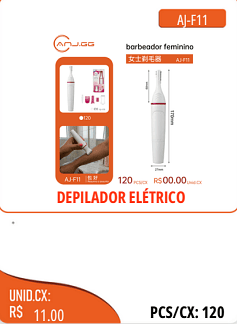 DEPILADOR ELETRICO UNID.CX:RS11.00 PCS/CX:120