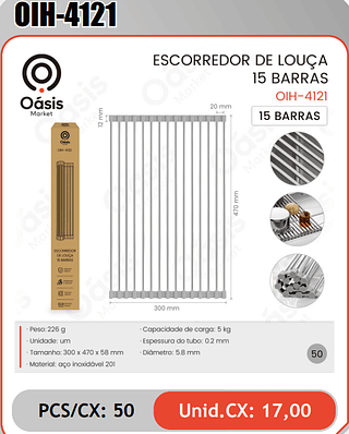 ESCORREDOR DE LOUGA15 BARRAS PCS/CX: 50 Unid.CX: 17,00
