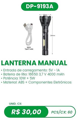 LANTERNA MANUAL 60PÇ=30$