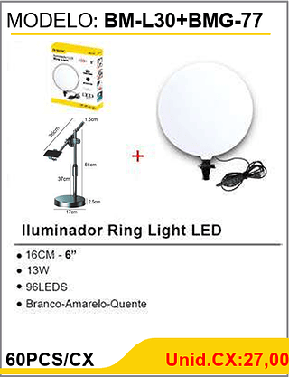 Iluminador Ring Light LED 60PCS/CX Unid.CX:27,00