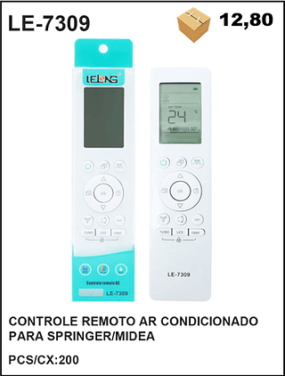 CONTROLE REMOTO AR CONDICIONADO PARA SPRINGER/MIDEA 200PÇ=12,8$