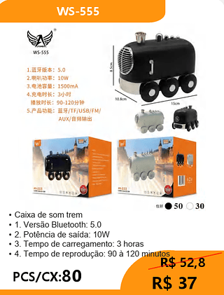 Caixa de som trem PCS/CX:80 R$37