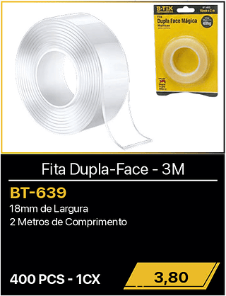 Fita Dupla-Face - 3M 400PCS R$3,80