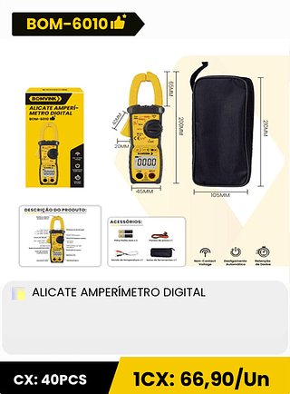 ALICATE AMPERÍMETRO DIGITAL CX: 40PCS 1CX: 66,90/Un