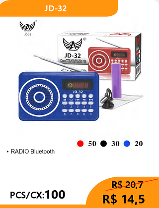 RÁDIO BLUETOOTH PCS/CX:100 R$14,5
