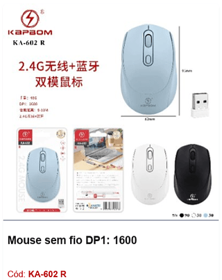 Mouse sem fio DP1: 1600 R$10,8 PCS/Cx:150