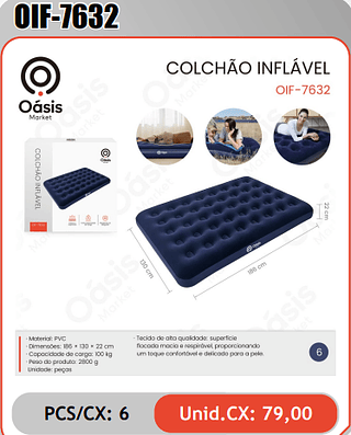 COLCHAO INFLAVEL PCS/CX: 6 Unid.CX: 79,00