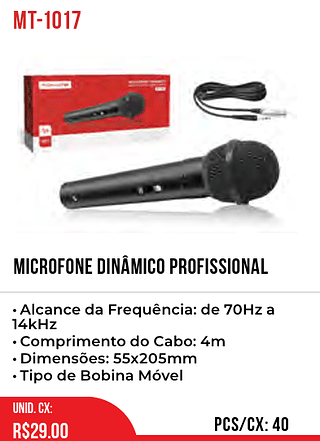 MICROFONE DINÂMICO PROFISSIONAL 40pç=29$