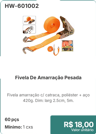 Fivela De Amarração Pesada 60 pçs R$18.00
