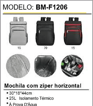 Mochila com ziper horizontal 100PCS/CX Unid.CX: 38,00