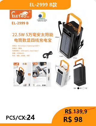 POWER BANK PCS/CX:24 R$98