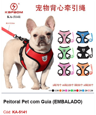 Peitoral Pet com Guia R$ 9 PCS/Cx: 250