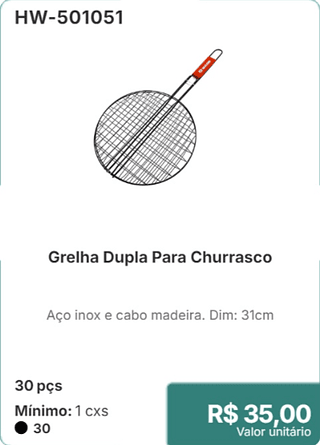 Grelha Dupla Para Churrasco 30 pçs R$ 35,00