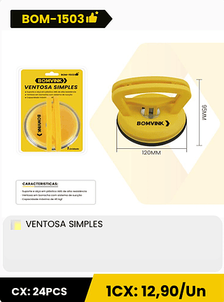 VENTOSA SIMPLES CX: 24PCS 1CX: 12,90/Un