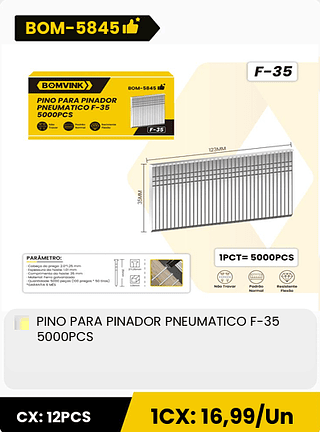 PINO PARA PINADOR PNEUMATICO F-35 5000PCS CX: 12PCS 1CX: 16,99/Un