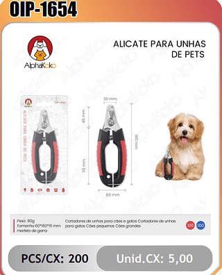 ALICATE PARA UNHASDE PETS PCS/CX:200 Unid.CX: 5,00