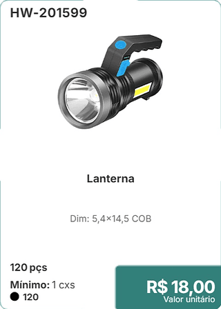 Lanterna 120 pçs R$ 18,00