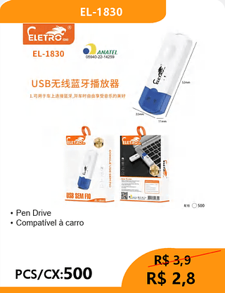 PENDRIVE PCS/CX:500 R$2,8