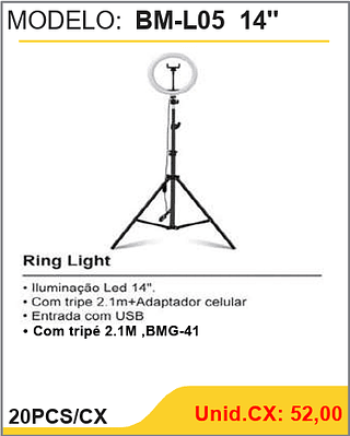 Ring Light 14'' 20PCS/CX Unid.CX: 52,00