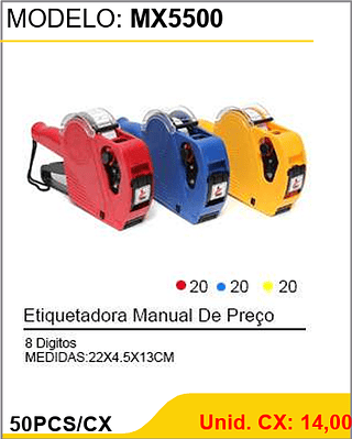 Etiquetadora Manual De Preço 50PCS/CX Unid. CX: 14,00