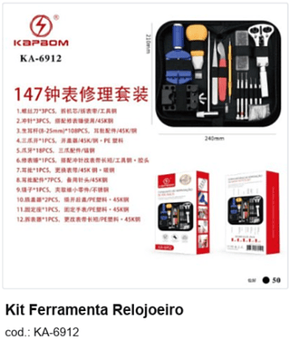 Kit Ferramenta Relojoeiro R$ 36 PC/CX:50