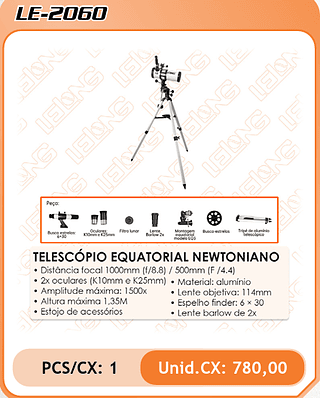 TELESCOPIO EQUATORIAL NEWTONIANO 1PÇ=780$