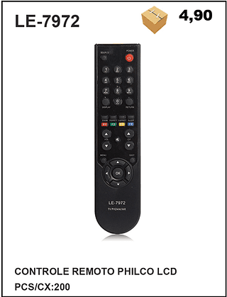 CONTROLE REMOTO PHILCO LCD 200PÇ=4,9$