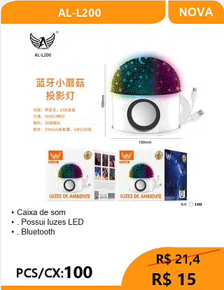 Caixa De Som COM LED PCS/CX:100 R$15