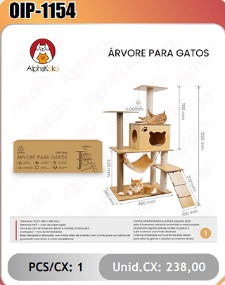 ARVORE PARA GATOS PCS/CX:1 Unid.CX: 238,00
