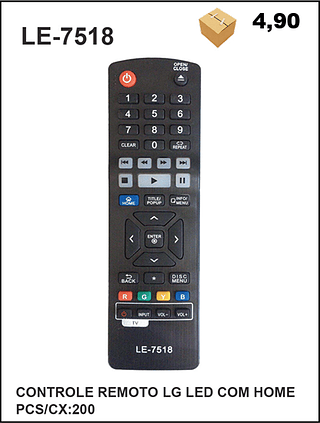 CONTROLE REMOTO LG LED COM HOME 200PÇ=4,9$