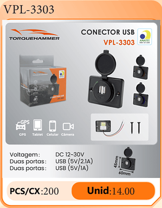 CONECTOR USB PCS/CX:200 Unid:14.00