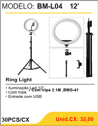 Ring Light 12’ 30PCS/CX Unid.CX: 32,00
