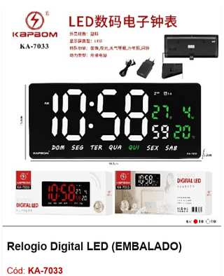 Relogio Digital LED R$74,7 PCS/CX:20