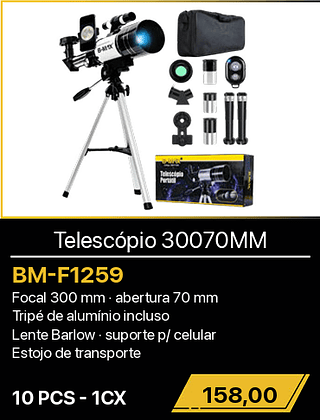 Telescópio 30070MM 10PCS R$158,00