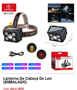 Lanterna De Cabeça De Led R$ 11,25 PCS/CX: 180
