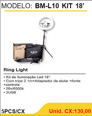 Ring Light 18’ 5PCS/CX Unid. CX:130,00