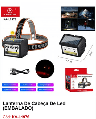 Lanterna De Cabeça De Led R$ 11,25 PCS/cx: 180