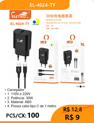CARREGADOR TPC PCS/CX:100 R$9