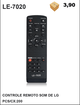 CONTROLE REMOTO SOM DE LG 200pç=3,9$