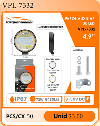 FAROL AUXILIAR DE LED 4.9" PCS/CX:50 Unid:23.00