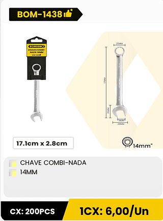 CHAVE COMBI-NADA 14MM CX: 200PCS ICX: 6,00/Un