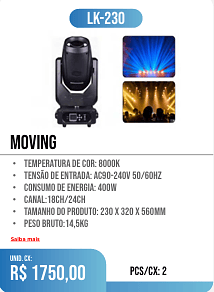 MOVING PCS/CX: 2 UNID. CX: r$ 1750,00