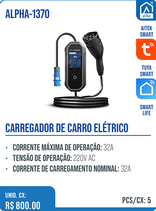 CARREGADOR DE CARRO ELÉTRICO UNID. CX: R$ 800.00 PCS/CX: 5