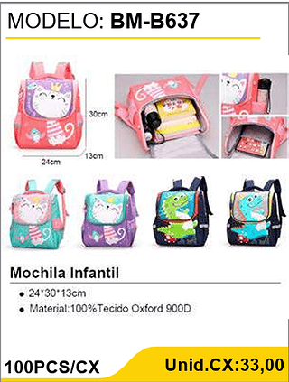 Mochila Infantil 100PCS/CX Unid.CX:33,00