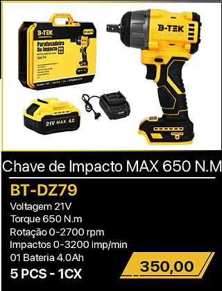 Chave de Impacto MAX 650 N.M 5PCS R$350,00