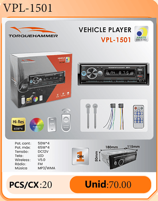 Rádio Veicular PCS/CX:20 Unid:70.00