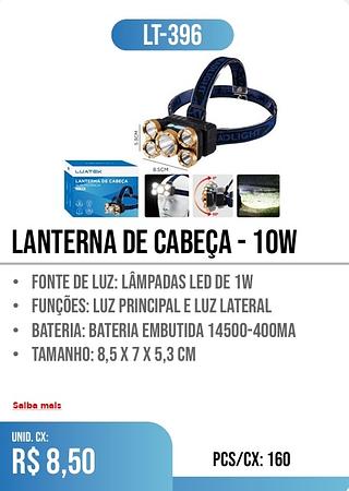 LANTERNA de cabeça - 10w 160pç=8,50$