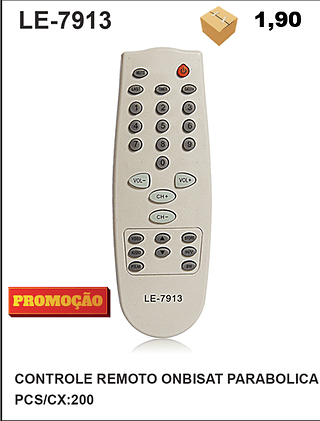 CONTROLE REMOTO ONBISAT PARABOLICA 200PÇ=1,9$