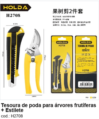 Tesoura de poda para árvores frutíferas + Estilete R$ 10,8 PC/CX:120